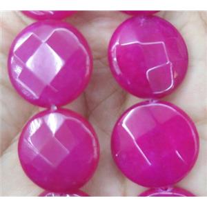 jade bead, faceted flat round, approx 20mm dia