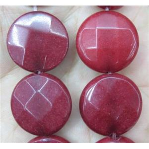 jade bead, faceted flat round, approx 20mm dia