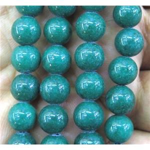 green jade bead, round, stabile, approx 10mm dia, 38pcs per st