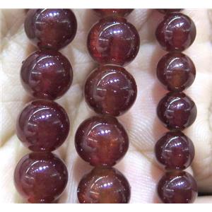round jade beads, ruby dye, approx 12mm dia, 32pcs per st