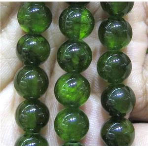 round jade beads, green dye, approx 6mm dia, 63pcs per st