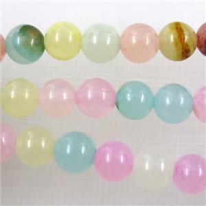 round jade stone bead, mixed dye, approx 12mm dia