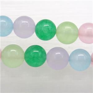 round jade stone bead, mixed dye, approx 6mm dia