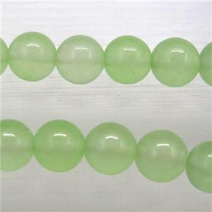 round jade stone bead, olive dye, approx 4mm dia