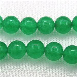 round jade stone bead, green dye, approx 4mm dia