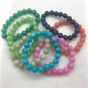 Stretch Jade bracelet, round, dye, approx 6mm, 28pcs per st