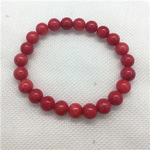 Stretch Jade bracelet, round, dye, approx 8mm dia, 22pcs per st