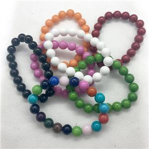 Stretch Jade bracelet, round, dye, approx 16mm dia, 13pcs per st