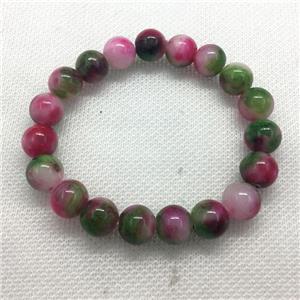 Stretch Jade bracelet, round, dye, approx 8mm dia, 22pcs per st
