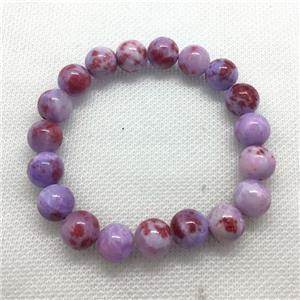 Stretch Jade bracelet, round, dye, approx 10mm dia, 19pcs per st