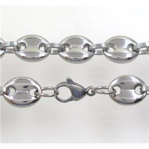 stainless steel necklace, approx 11x14mm, 58cm length
