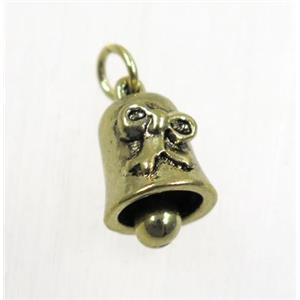 tibetan silver bell pendants, non-nickel, antique gold, approx 9x10.5mm