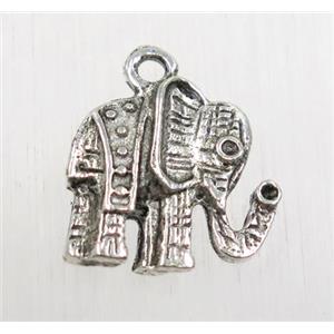 tibetan silver elephant pendant, non-nickel, approx 14x15mm