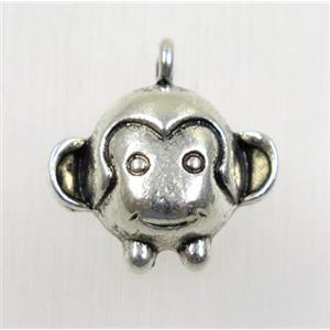 tibetan silver monkey pendants, non-nickel, approx 15x19mm