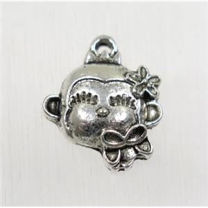 tibetan silver monkey pendants, non-nickel, approx 17-20.5mm