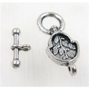 tibetan silver toggle clasp, non-nickel, approx 12-27mm