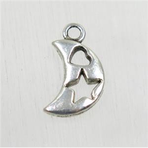 tibetan silver moon pendant, non-nickel, approx 9x13mm