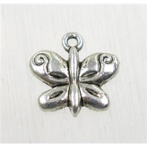 tibetan silver butterfly pendant, non-nickel, approx 10x13mm
