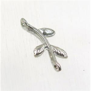 tibetan silver leaf connector, non-nickel, approx 8x19mm