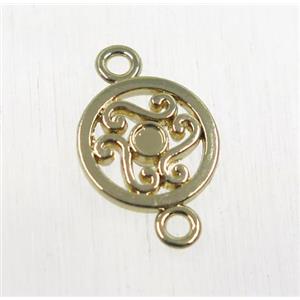 tibetan silver connector, non-nickel, antique gold, approx 12mm dia