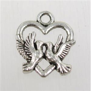 tibetan silver birds pendant, non-nickel, approx 15x16.5mm