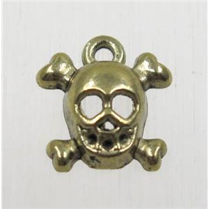 tibetan silver skull pendants, non-nickel, antique bronze, approx 12.5x13.5mm