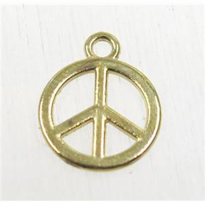 tibetan silver peace sign pendant, non-nickel, gold plated, approx 12mm dia