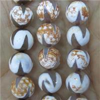 Tibetan Style Agate beads, faceted round, approx 10mm dia