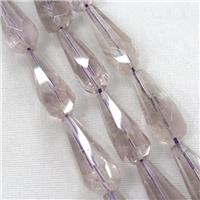 Amethyst beads, faceted teardrop, light purple, approx 15-40mm