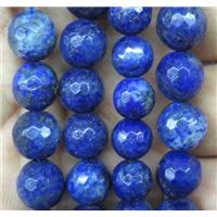 blue Lapis Lazuli beads, faceted round, approx 10mm dia