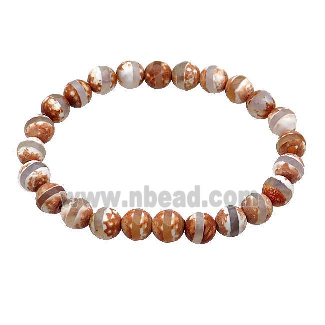 Tibetan Agate bracelet stretchy round