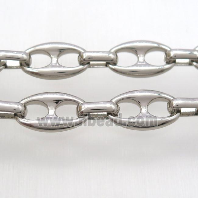 alloy chain, pignose, platinum plated