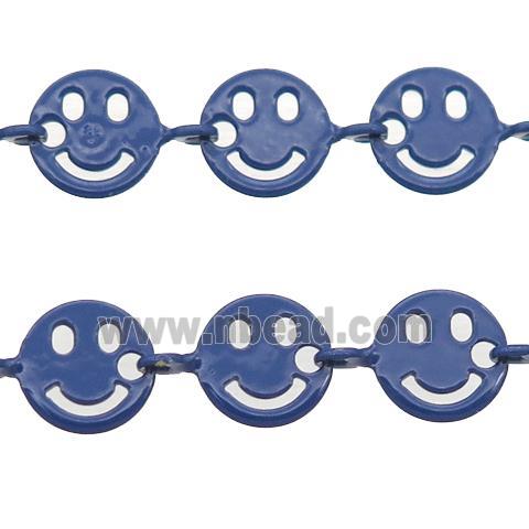 Copper Emoji smileface Chain with fire navyblue lacquered