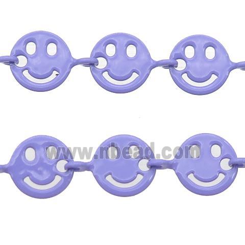 Copper Emoji smileface Chain with fire lavender lacquered