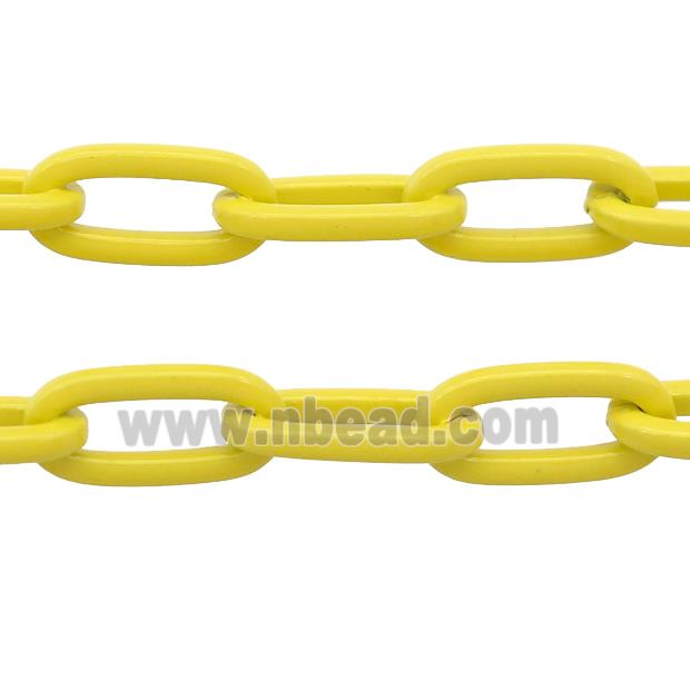Alloy Paperclip Chain with fire yellow lacquered