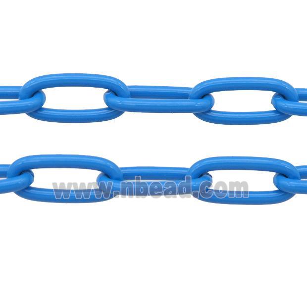 Alloy Paperclip Chain with fire skyblue lacquered