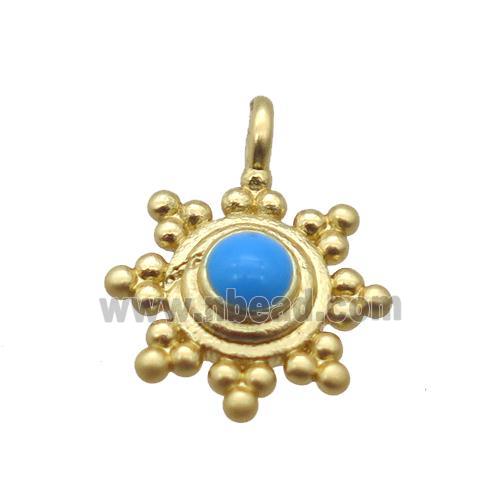 copper daisy pendant, duck gold, unfade