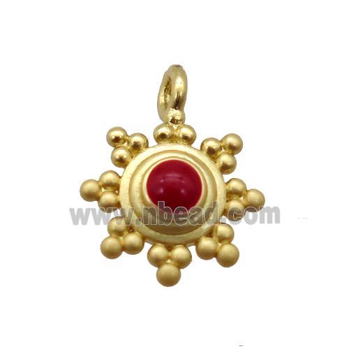 copper daisy pendant, duck gold, unfade