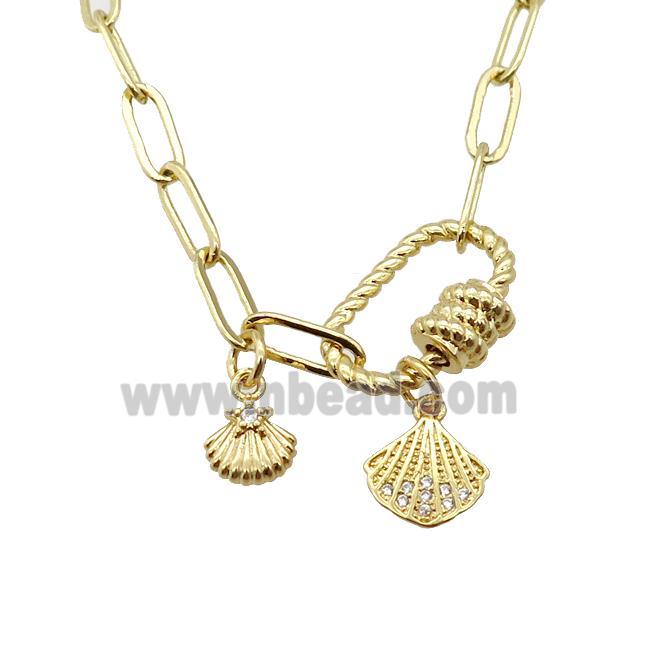 copper necklace, gold plated