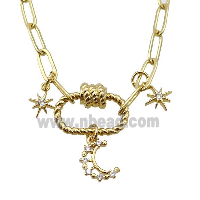 copper necklace, gold plated