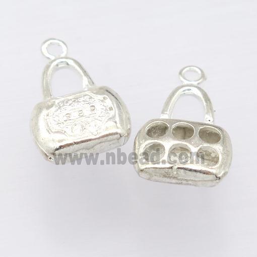 copper Lock pendant, silver plated