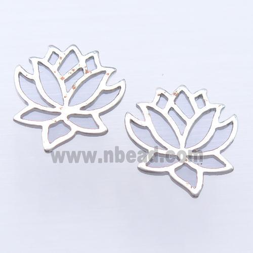 copper Lotus pendant, platinum plated, unfade