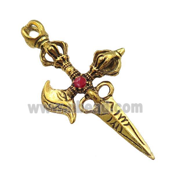 tibetan style zinc pendant, antique gold