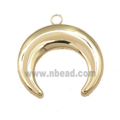 stainless steel moon crescent pendant, gold plated