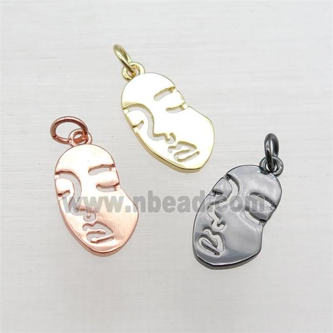 copper face charm pendant, mixed