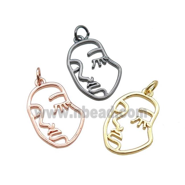 copper face pendant, mixed