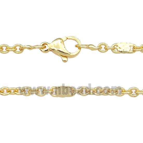 copper necklace chain, unfaded, gold plated