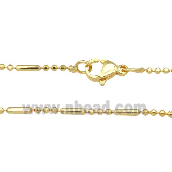 copper necklace ball chain, unfaded, gold plated