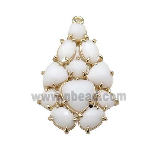copper Tree pendant pave white Cat Eye Crystal, gold plated