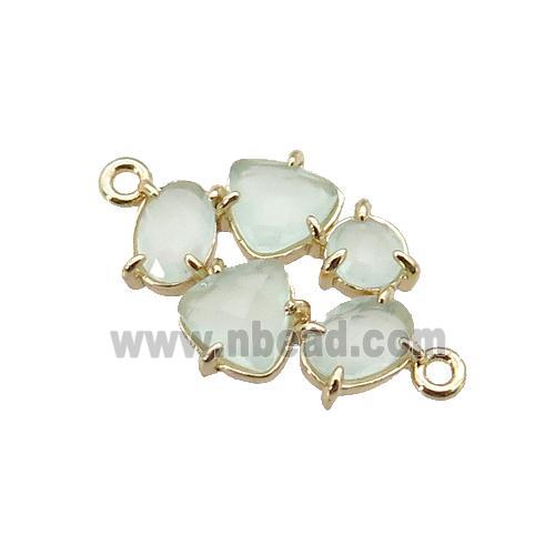 copper oval connector pave lt.green Cat Eye Crystal, gold plated